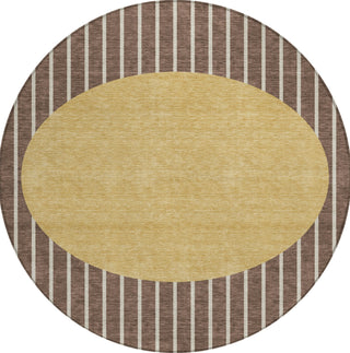Piper Looms Chantille Stripes ACN994 Brown Machine Washable Area Rug Round Main Image