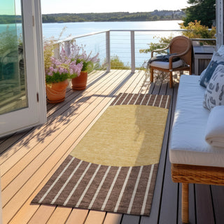 Piper Looms Chantille Stripes ACN994 Brown Machine Washable Area Rug Runner Outdoor Lifestyle Image Feature