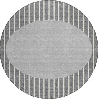 Piper Looms Chantille Stripes ACN994 Gray Machine Washable Area Rug Round Main Image