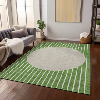 Piper Looms Chantille Stripes ACN994 Green Machine Washable Area Rug Lifestyle Image Feature