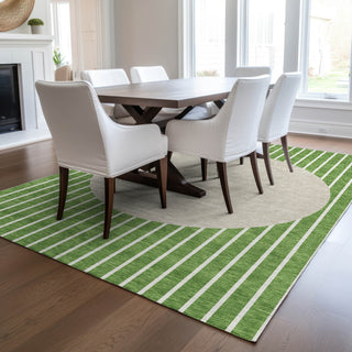 Piper Looms Chantille Stripes ACN994 Green Machine Washable Area Rug Lifestyle Image Feature