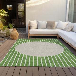 Piper Looms Chantille Stripes ACN994 Green Machine Washable Area Rug Outdoor Lifestyle Image Feature