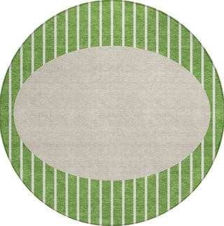 Piper Looms Chantille Stripes ACN994 Green Machine Washable Area Rug Round Main Image