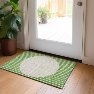 Piper Looms Chantille Stripes ACN994 Green Machine Washable Area Rug Scatter Lifestyle Image Feature