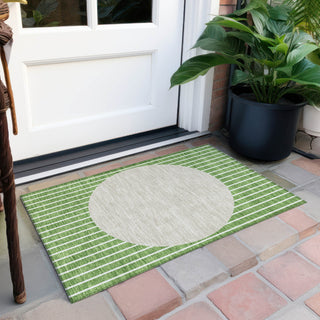 Piper Looms Chantille Stripes ACN994 Green Machine Washable Area Rug Scatter Outdoor Lifestyle Image Feature