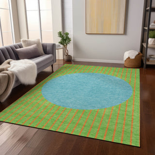 Piper Looms Chantille Stripes ACN994 Lime Machine Washable Area Rug Lifestyle Image Feature