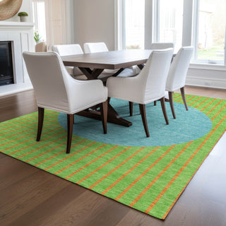 Piper Looms Chantille Stripes ACN994 Lime Machine Washable Area Rug Lifestyle Image Feature
