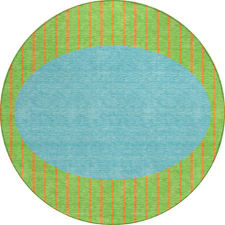 Piper Looms Chantille Stripes ACN994 Lime Machine Washable Area Rug Round Main Image