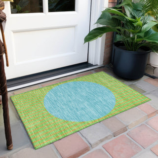 Piper Looms Chantille Stripes ACN994 Lime Machine Washable Area Rug Scatter Outdoor Lifestyle Image Feature