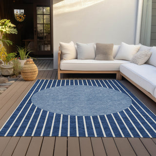 Piper Looms Chantille Stripes ACN994 Navy Machine Washable Area Rug Outdoor Lifestyle Image Feature