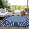 Piper Looms Chantille Stripes ACN994 Navy Machine Washable Area Rug Outdoor Lifestyle Image Feature