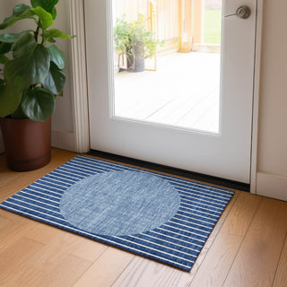 Piper Looms Chantille Stripes ACN994 Navy Machine Washable Area Rug Scatter Lifestyle Image Feature