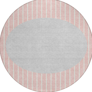 Piper Looms Chantille Stripes ACN994 Pink Machine Washable Area Rug Round Main Image