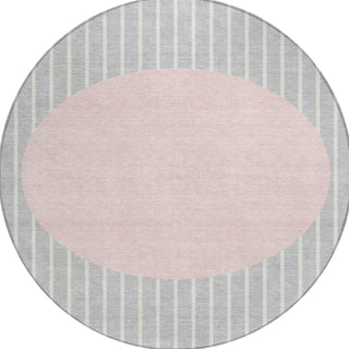 Piper Looms Chantille Stripes ACN994 Silver Machine Washable Area Rug Round Main Image