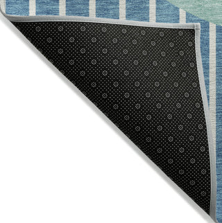 Piper Looms Chantille Stripes ACN994 Teal Machine Washable Area Rug Backing Image