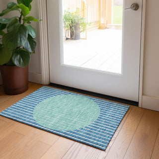 Piper Looms Chantille Stripes ACN994 Teal Machine Washable Area Rug Scatter Lifestyle Image Feature