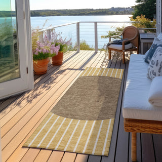 Piper Looms Chantille Stripes ACN994 Wheat Machine Washable Area Rug Runner Outdoor Lifestyle Image Feature