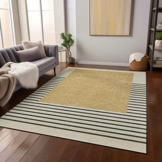 Piper Looms Chantille Stripes ACN995 Gold Machine Washable Area Rug Lifestyle Image Feature