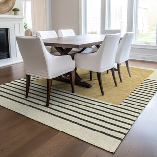 Piper Looms Chantille Stripes ACN995 Gold Machine Washable Area Rug Lifestyle Image Feature