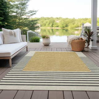 Piper Looms Chantille Stripes ACN995 Gold Machine Washable Area Rug Outdoor Lifestyle Image Feature