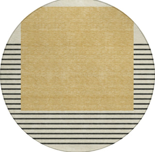 Piper Looms Chantille Stripes ACN995 Gold Machine Washable Area Rug Round Main Image