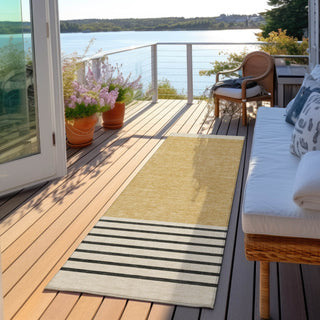 Piper Looms Chantille Stripes ACN995 Gold Machine Washable Area Rug Runner Outdoor Lifestyle Image Feature