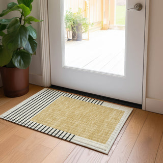 Piper Looms Chantille Stripes ACN995 Gold Machine Washable Area Rug Scatter Lifestyle Image Feature