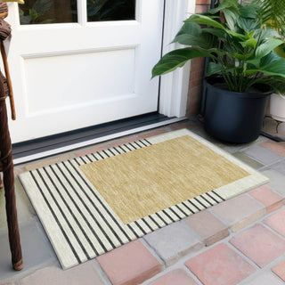 Piper Looms Chantille Stripes ACN995 Gold Machine Washable Area Rug Scatter Outdoor Lifestyle Image Feature