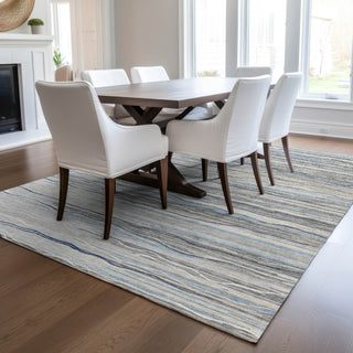 Piper Looms Chantille Stripes ACN996 Gray Machine Washable Area Rug Lifestyle Image Feature