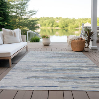 Piper Looms Chantille Stripes ACN996 Gray Machine Washable Area Rug Outdoor Lifestyle Image Feature