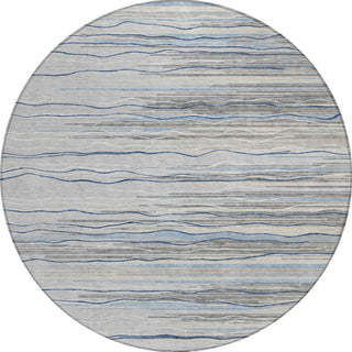 Piper Looms Chantille Stripes ACN996 Gray Machine Washable Area Rug Round Main Image