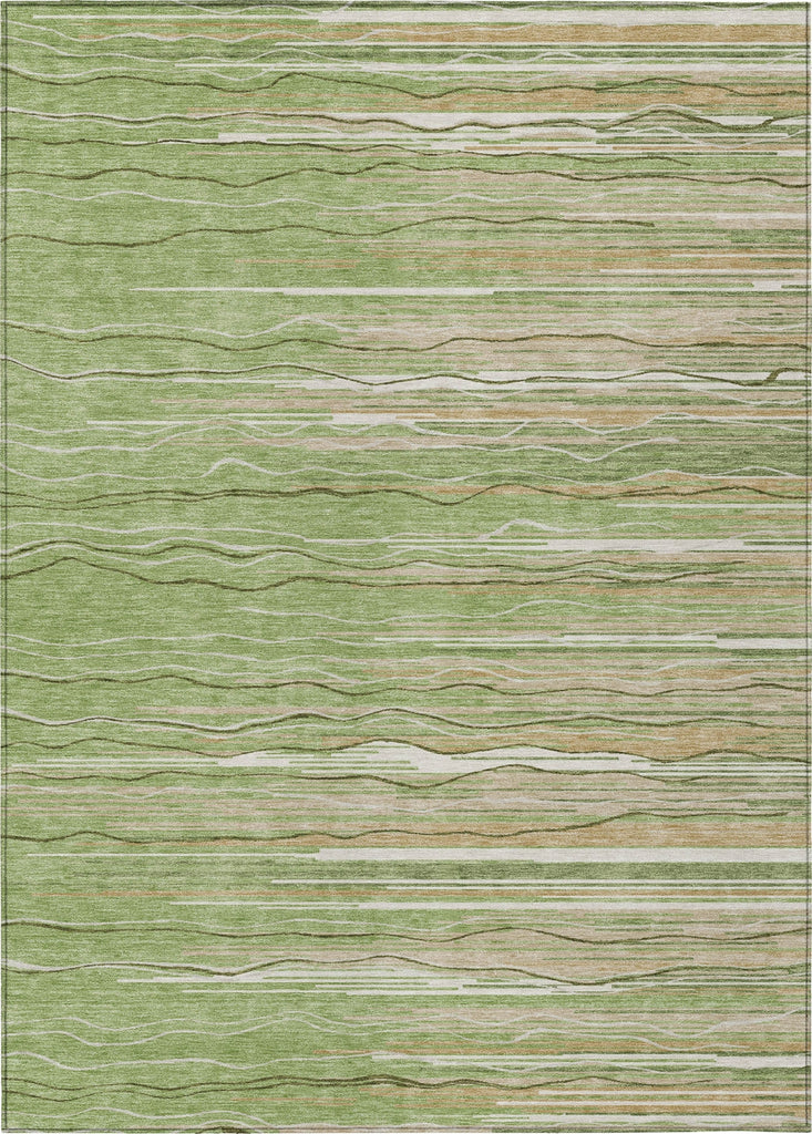 Piper Looms Chantille Stripes ACN996 Green Machine Washable Area Rug main image