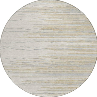 Piper Looms Chantille Stripes ACN996 Linen Machine Washable Area Rug Round Main Image