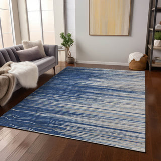 Piper Looms Chantille Stripes ACN996 Navy Machine Washable Area Rug Lifestyle Image Feature