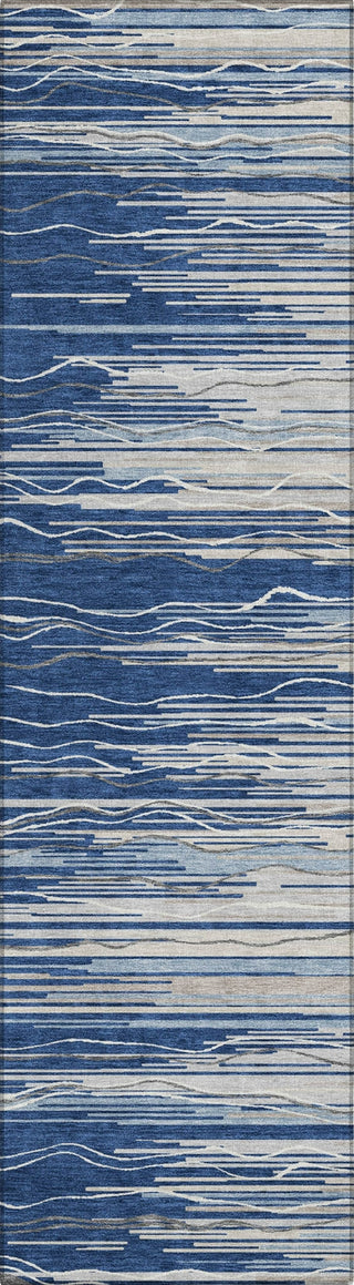 Piper Looms Chantille Stripes ACN996 Navy Machine Washable Area Rug Runner Main Image