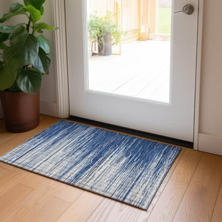 Piper Looms Chantille Stripes ACN996 Navy Machine Washable Area Rug Scatter Lifestyle Image Feature