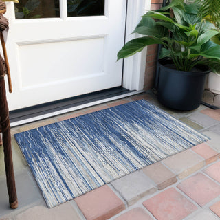 Piper Looms Chantille Stripes ACN996 Navy Machine Washable Area Rug Scatter Outdoor Lifestyle Image Feature