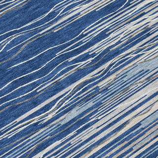 Piper Looms Chantille Stripes ACN996 Navy Machine Washable Area Rug Swatch Image