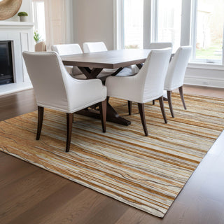 Piper Looms Chantille Stripes ACN996 Paprika Machine Washable Area Rug Lifestyle Image Feature