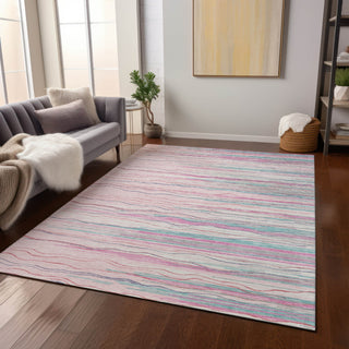 Piper Looms Chantille Stripes ACN996 Pink Machine Washable Area Rug Lifestyle Image Feature