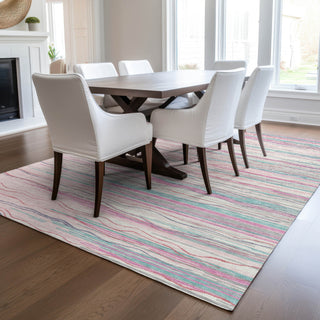 Piper Looms Chantille Stripes ACN996 Pink Machine Washable Area Rug Lifestyle Image Feature