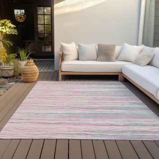 Piper Looms Chantille Stripes ACN996 Pink Machine Washable Area Rug Outdoor Lifestyle Image Feature