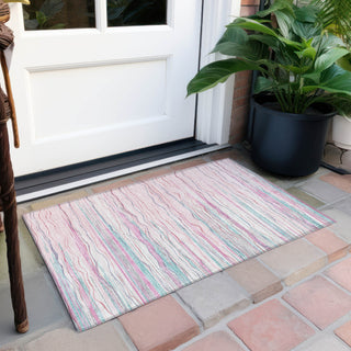 Piper Looms Chantille Stripes ACN996 Pink Machine Washable Area Rug Scatter Outdoor Lifestyle Image Feature