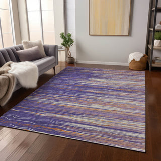 Piper Looms Chantille Stripes ACN996 Purple Machine Washable Area Rug Lifestyle Image Feature