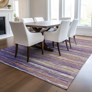 Piper Looms Chantille Stripes ACN996 Purple Machine Washable Area Rug Lifestyle Image Feature