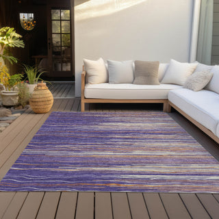 Piper Looms Chantille Stripes ACN996 Purple Machine Washable Area Rug Outdoor Lifestyle Image Feature