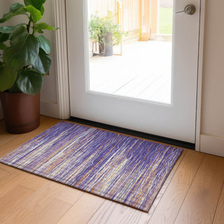 Piper Looms Chantille Stripes ACN996 Purple Machine Washable Area Rug Scatter Lifestyle Image Feature