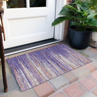 Piper Looms Chantille Stripes ACN996 Purple Machine Washable Area Rug Scatter Outdoor Lifestyle Image Feature