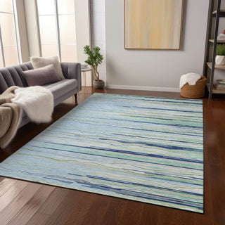 Piper Looms Chantille Stripes ACN996 Sky Machine Washable Area Rug Lifestyle Image Feature