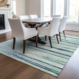 Piper Looms Chantille Stripes ACN996 Sky Machine Washable Area Rug Lifestyle Image Feature